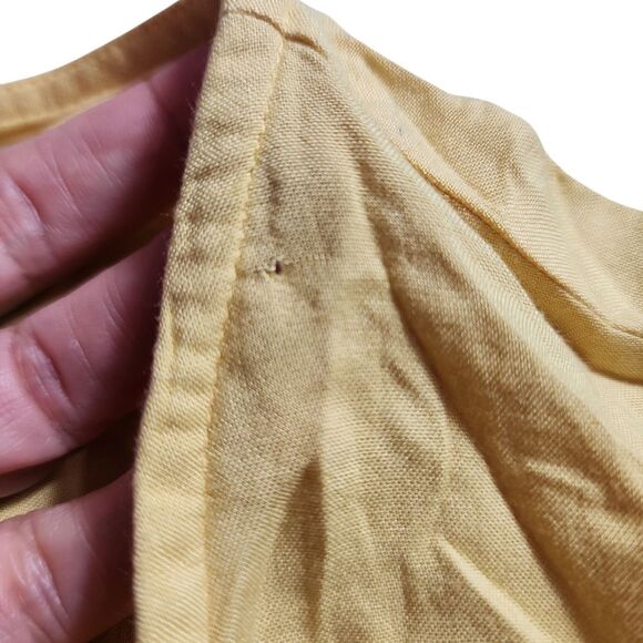 A:glow Maternity Midi Dress Sz Small Yellow Rayon Slight Puffy Sleeves Loose Fit - Picture 9 of 9